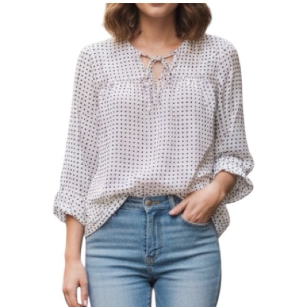 A New Day Black and White Spotted Boho Women’s Top - Size XL